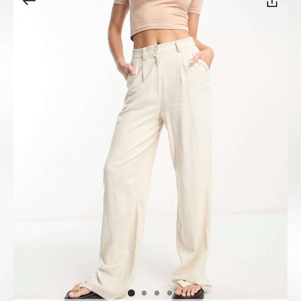 ASOS Design Tall Linen Dad pants in Stone -- NWOT